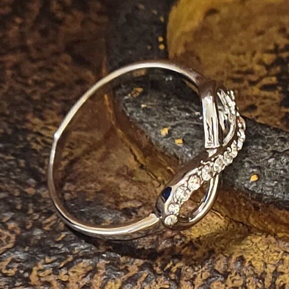 Women's Dainty Infinity Promise Ring - Paved Gem Infinity Engagement Ring - Picture 2 of 6